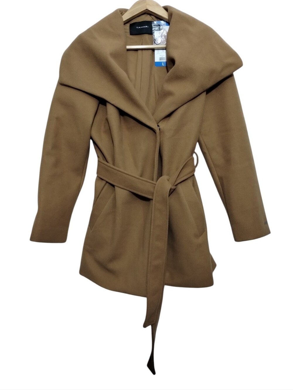 Tahari Women's Water-Resistant Tie Belt Trench Wrap Coat Jacket Womens L